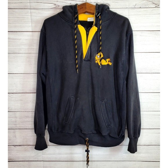 Vintage 90's The Simpsons Bart Simpson Embroidered 1/4 Zip Hoodie Sz XL US Made